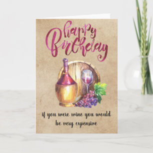 Wine Happy Birthday Funny Humor Card