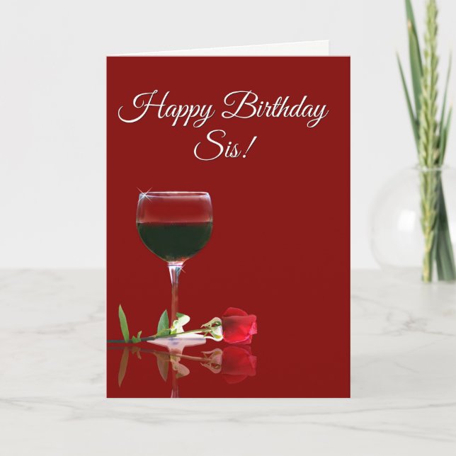 Wine Happy Birthday to Sister Card (Front)