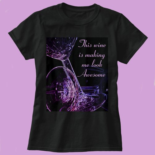 Wine Humor Toppled Goblets Flirty Purple and Black T_Shirt