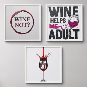 Wine Humor Wall Art – Funny Modern Wine Prints for Peel And Stick Photo Tile