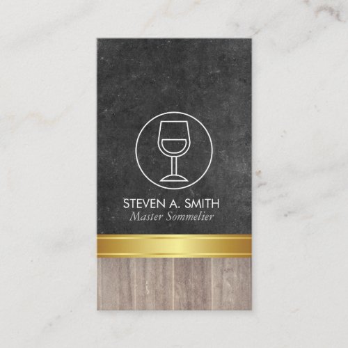 Wine Icon and Slate Wood Trim Business Card