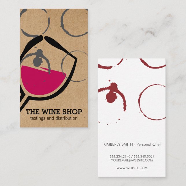 Wine Illustration Logo | Wine Stain Business Card (Front/Back)