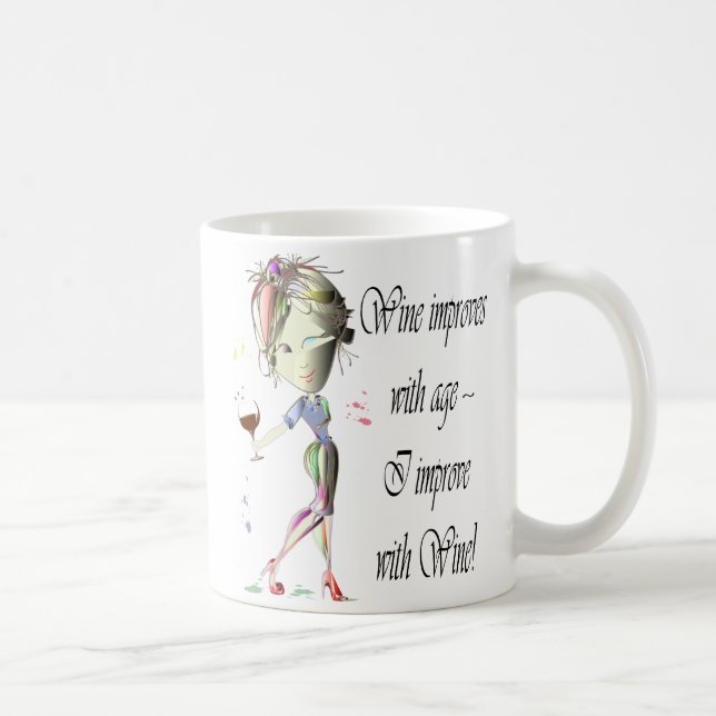 Wine improves with age, humorous art gifts coffee mug (Right)