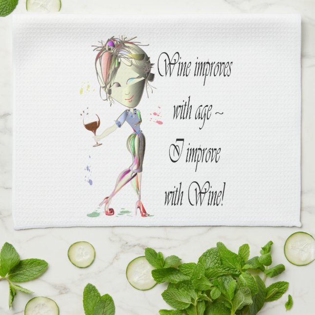 Wine improves with age, humorous art gifts towel (Folded)