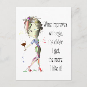 Wine Improves with Age, Humorous Wine Gifts Postcard