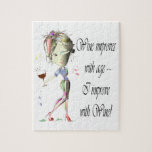 Wine Improves With Age, Humorous Women And Wine Jigsaw Puzzle at Zazzle