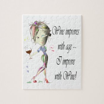 Wine Improves With Age  Humorous Women And Wine Jigsaw Puzzle by shoe_art at Zazzle