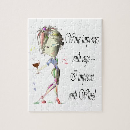 Wine Improves With Age, Humorous Women And Wine Jigsaw Puzzle