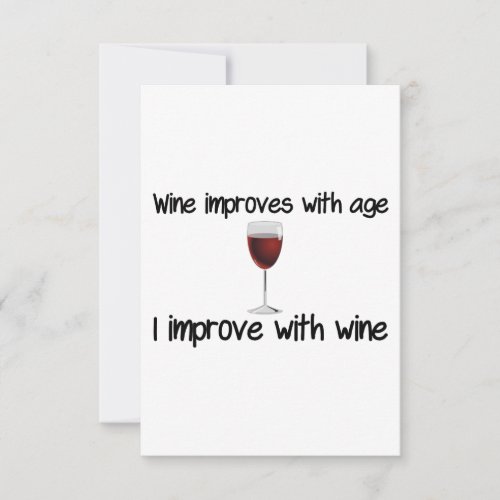 wine improves with age thank you card