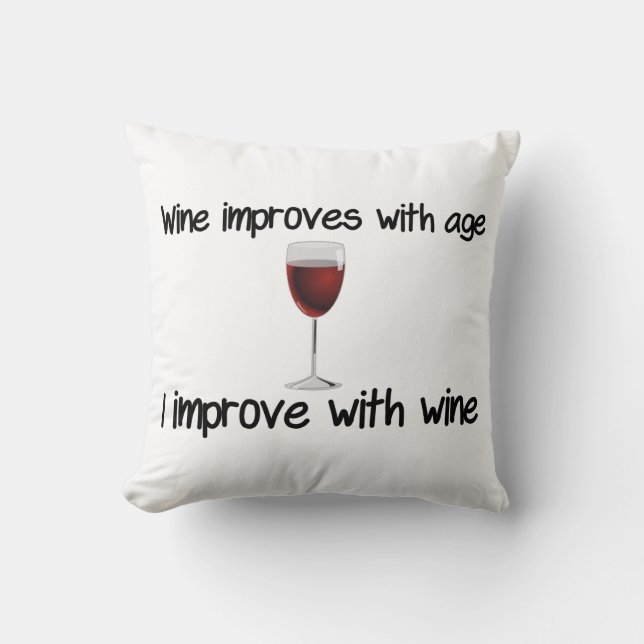 wine improves with age throw pillow (Front)