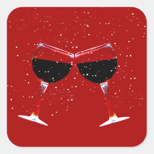 Wine in the Snow Holiday Stickers