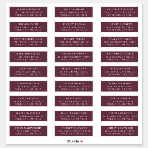 Wine  Individual Guest Address Labels