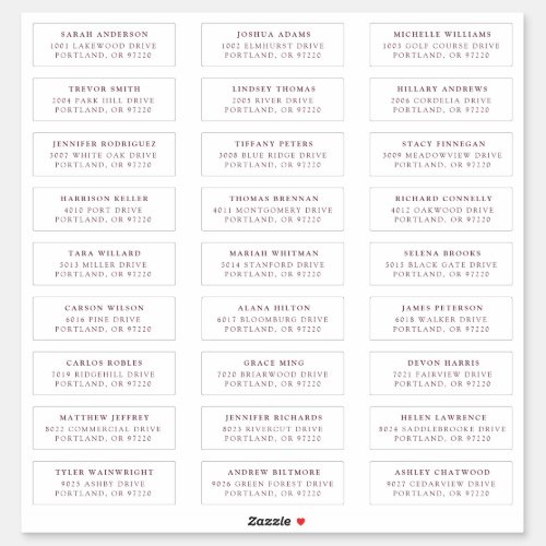 Wine  Individual Guest Address Labels