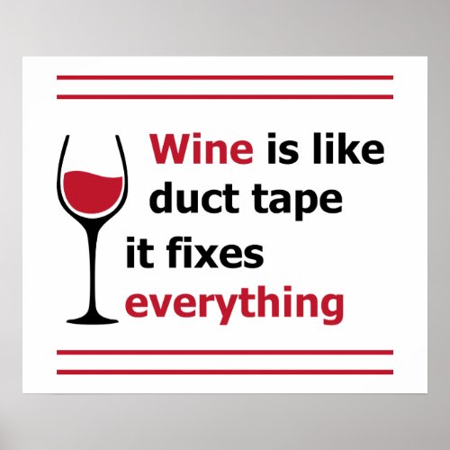 Wine is like duct tape it fixes everything poster