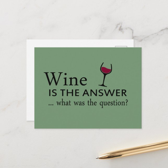 Wine is the answer funny wine quote holiday postcard (Front/Back In Situ)