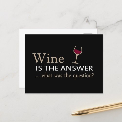 wine is the answer what was the question holiday postcard