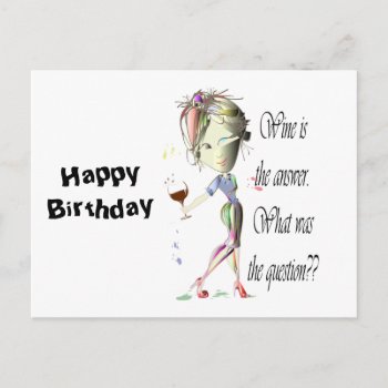 Wine Is The Question Funny Wine Saying Gifts Postcard by shoe_art at Zazzle