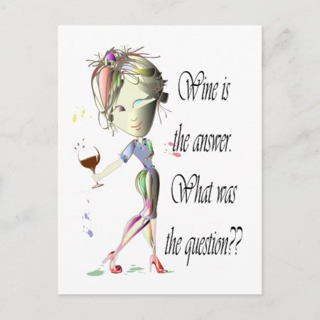 Wine Is The Question Funny Wine Saying Gifts Postcard