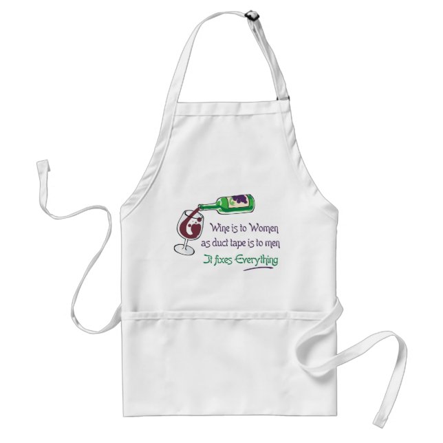 Wine is to Women Adult Apron (Front)
