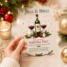 Wine Jingle and Mingle Holly Berries Christmas