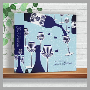 Wine journal pouring wine bottle crystal glasses 3 ring binder