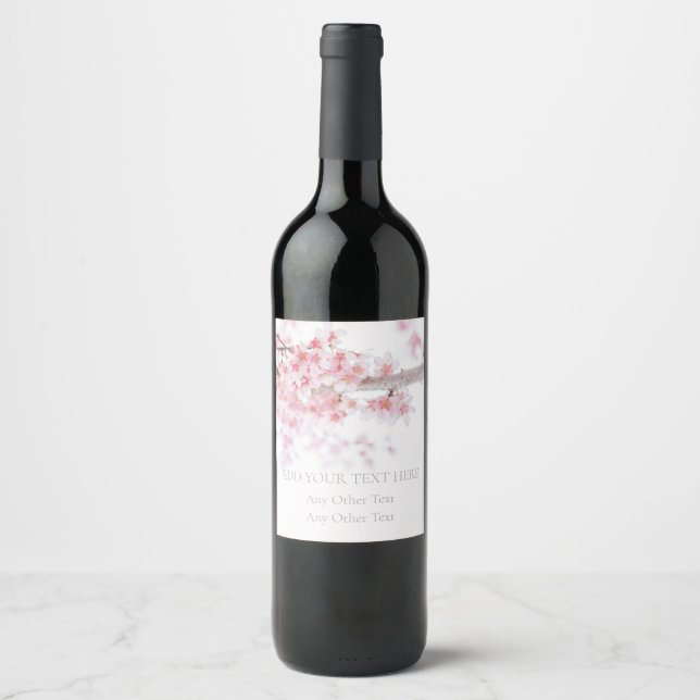 WINE LABEL :  CHERRY BLOSSOM : CUSTOMISABLE TEXT (Front)