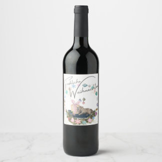 Wine label , Christmas motif with horse