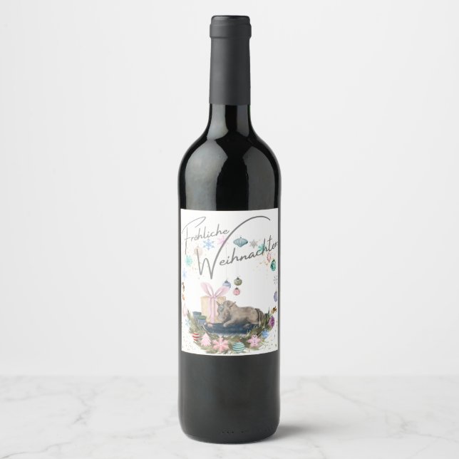 Wine label , Christmas motif with horse (Front)