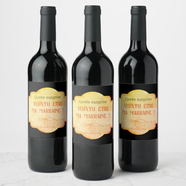 Wine label. Do you want to be my godmother? Wine Label (Bottles)