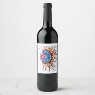 Wine label flower,sun