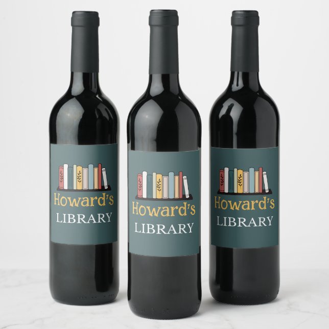 Wine Label- Library -  Personalized - Add Name Wine Label (Bottles)