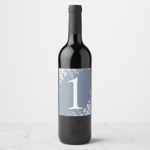 Wine Label Table Number  Vineyard Dusty Blue