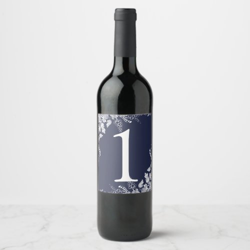 Wine Label Table Number  Vineyard Navy Blue