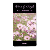 Wine Label Template Pink Cosmos Flower Meadow