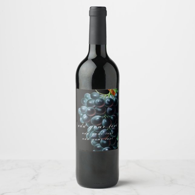 WINE LABEL : "VINTAGE GRAPES" CUSTOMISABLE (Front)