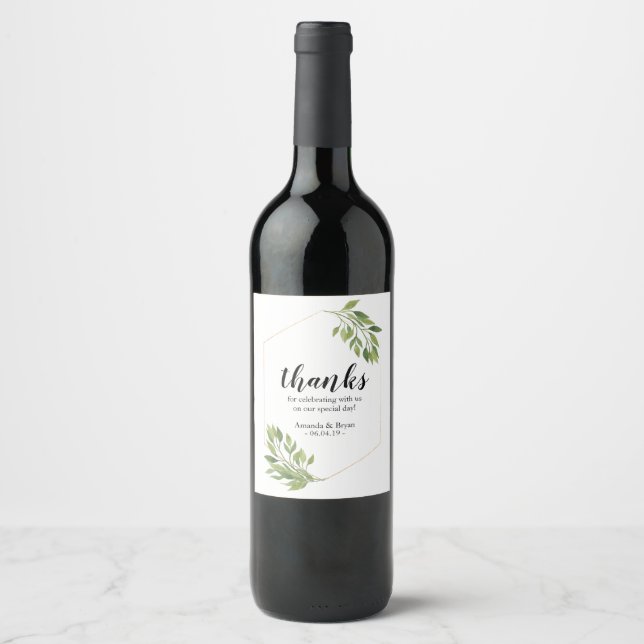 Wine label wedding favor idea greenery (Front)