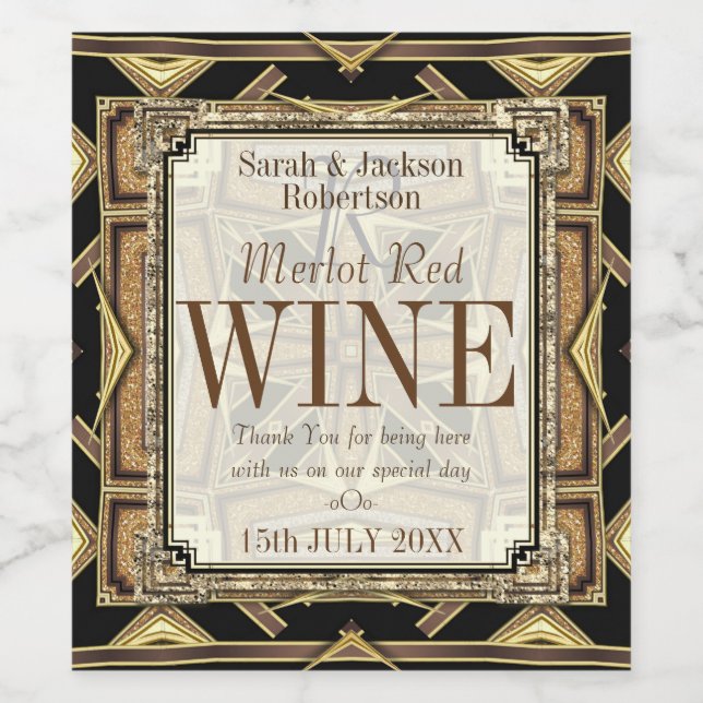 Wine Labels | Stylish Earthy Gold Black Glamour (Single Label)