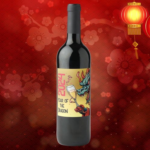 Wine labels Year of the Dragon 2024 Chinese New 