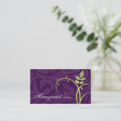 Wine Leaf Vine Purple Green Business Card (Standing Front)