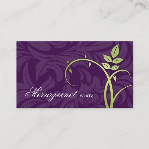 Customizable Wine Leaf Vine Purple Green Business Card Templates