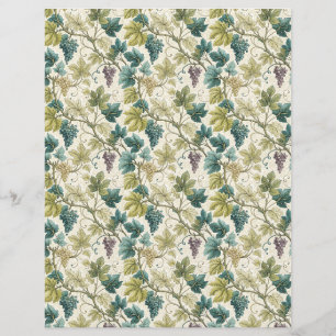 Wine leaves and grapes fall scrapbook paper purple