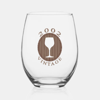 Wine Lover Birthday 2002 Vintage Stemless Wine Glass
