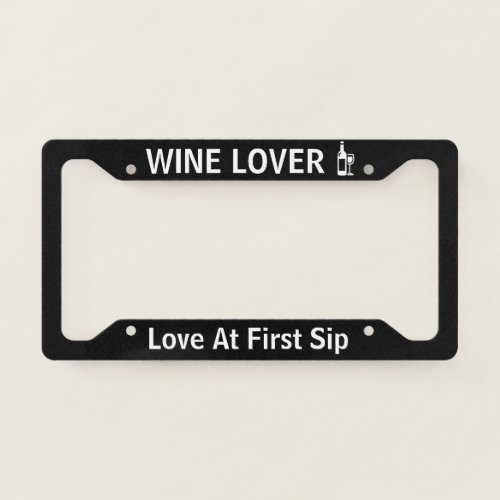 Wine Lover Black License Plate Frame