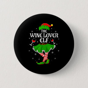 Wine Lover Elf Christmas Family Girls Women Elf Sq Button