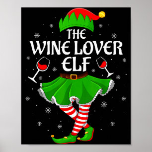 Wine Lover Elf Christmas Family Girls Women Elf Sq Poster