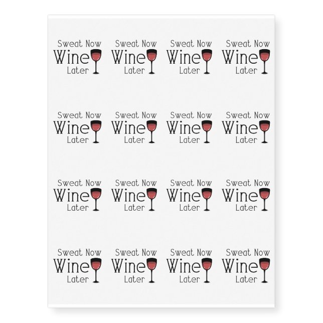 Wine Lover Funny Gym Workout Temporary Tattoos (Front)