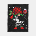 Wine Lover Gnome Red Buffalo Plaid Matching Family Fleece Blanket