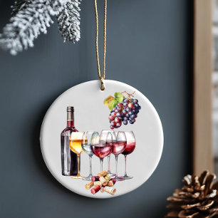 Wine Lover Grape Vineyard  Ceramic Ornament