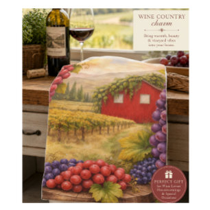 Wine Lover Kitchen Towel Vineyard Gift