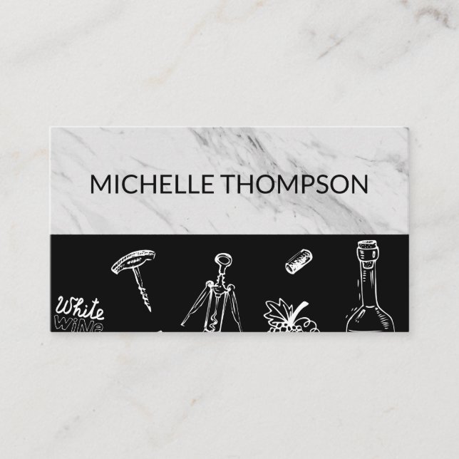 Wine Lover Marble Black Color Block Business Card (Front)